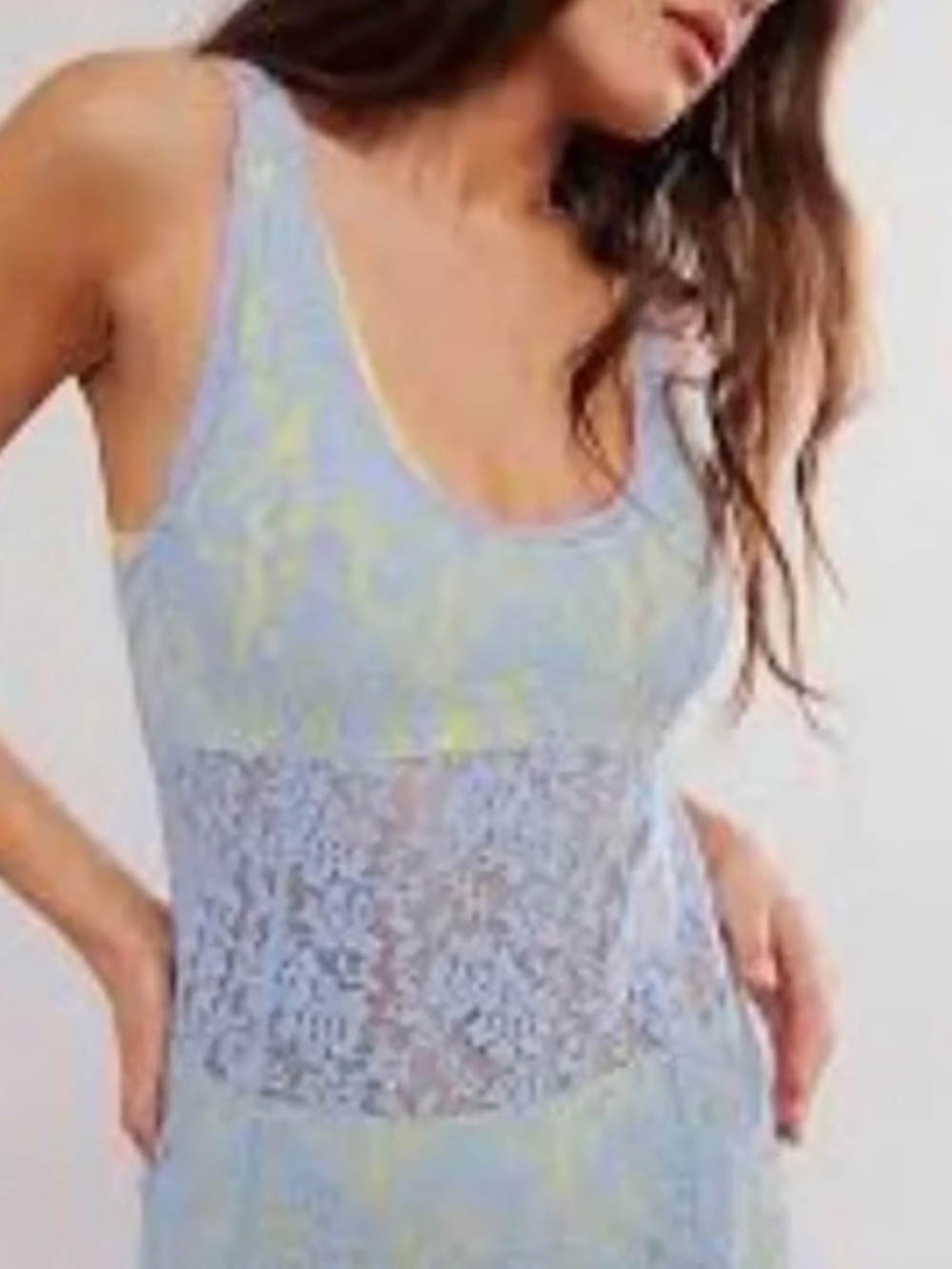 Free People Light Blue Lace Chemise